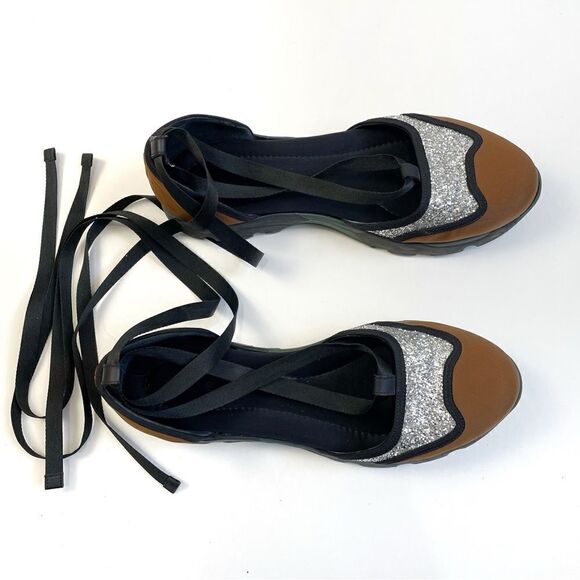 Marni Neoprene And Glitter Lace Up Mary Jane Sneakers - Picture 9 of 16